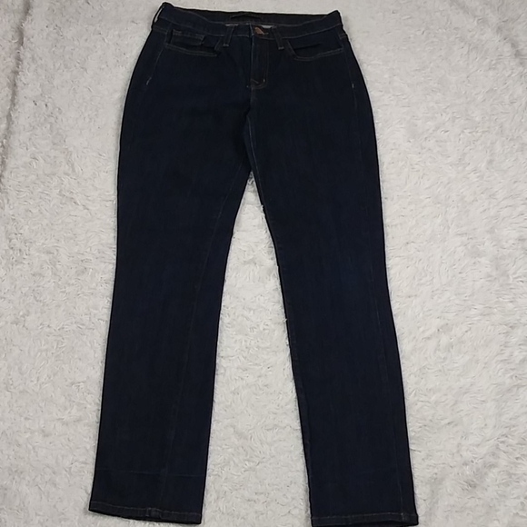 J Brand For Theory Georgia Philosophy Blue Raw Dark Wash Mid Rise Ankle Jean - Picture 3 of 14